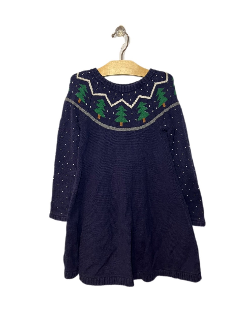 Hanna Andersson 110 / 5 Girls' Holiday Christmas Tree Knit Sweater Dress